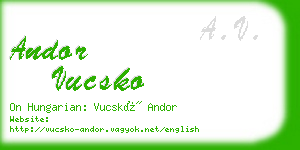andor vucsko business card